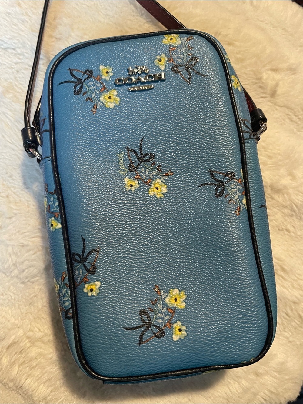 Coach Blue Floral Crossbody Phone Bag
